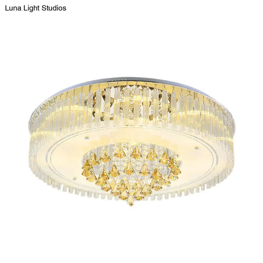 Modern Clear Crystal Led Flush Mount Ceiling Light Fixture