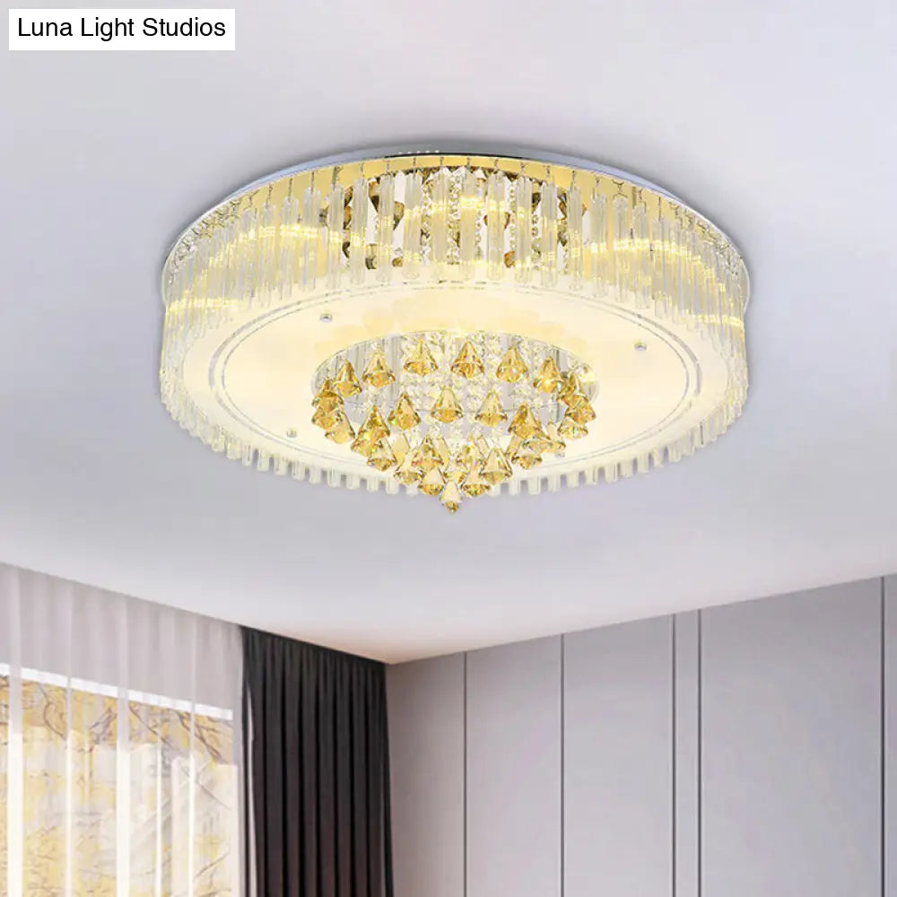 Modern Clear Crystal Led Flush Mount Ceiling Light Fixture