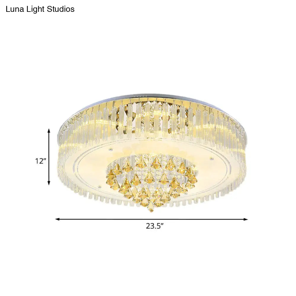 Modern Clear Crystal Led Flush Mount Ceiling Light Fixture