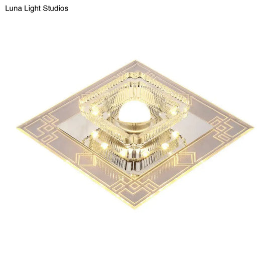 Modern Clear Crystal Led Flush Mount Ceiling Light For Entryway