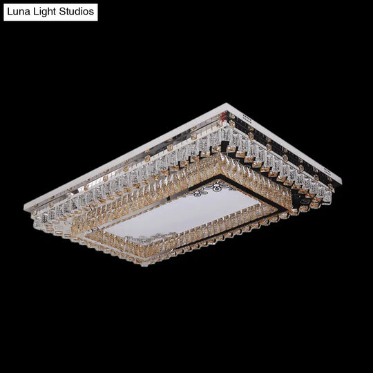 Modern Clear Crystal Led Flush Mount Ceiling Light For Living Room