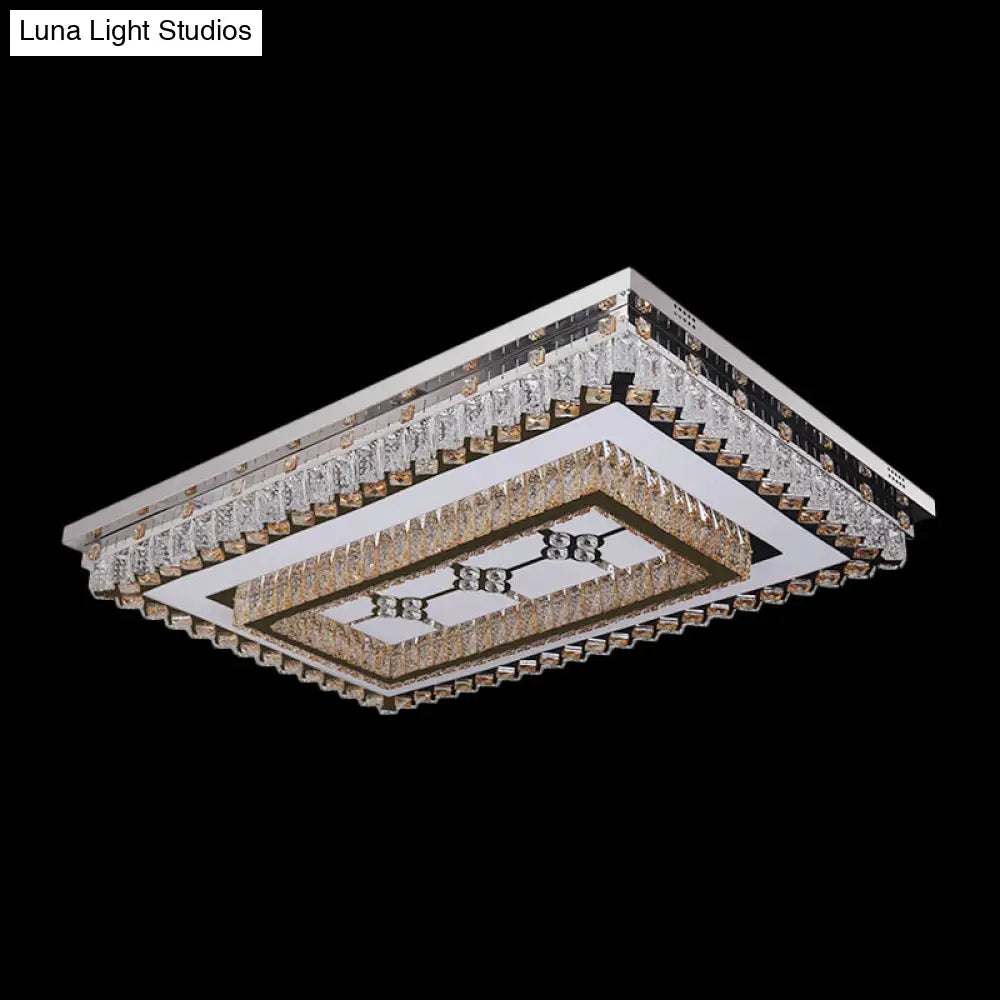 Modern Clear Crystal Led Flush Mount Ceiling Light For Living Room