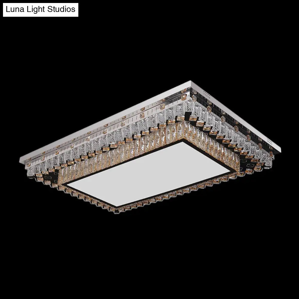 Modern Clear Crystal Led Flush Mount Ceiling Light For Living Room