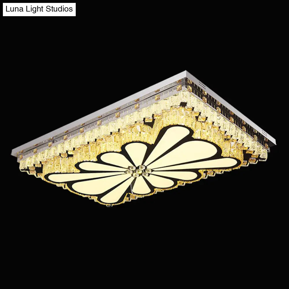 Modern Clear Crystal Led Flush Mount Ceiling Light For Living Room