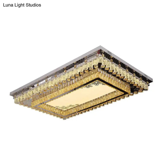 Modern Clear Crystal Led Flush Mount Ceiling Light For Living Room