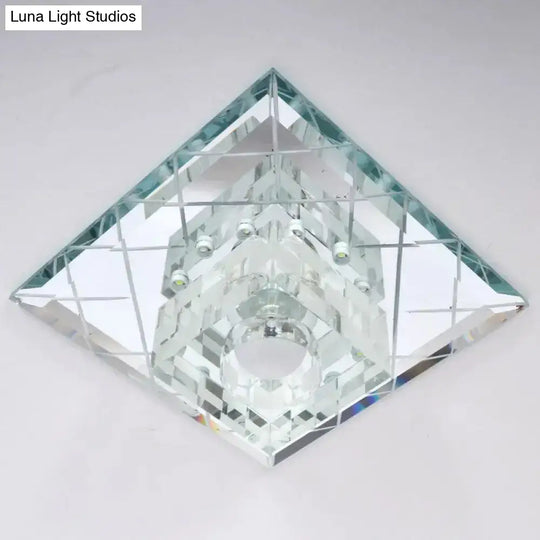 Modern Clear Crystal Led Flush Mount Lamp - Chrome Finish