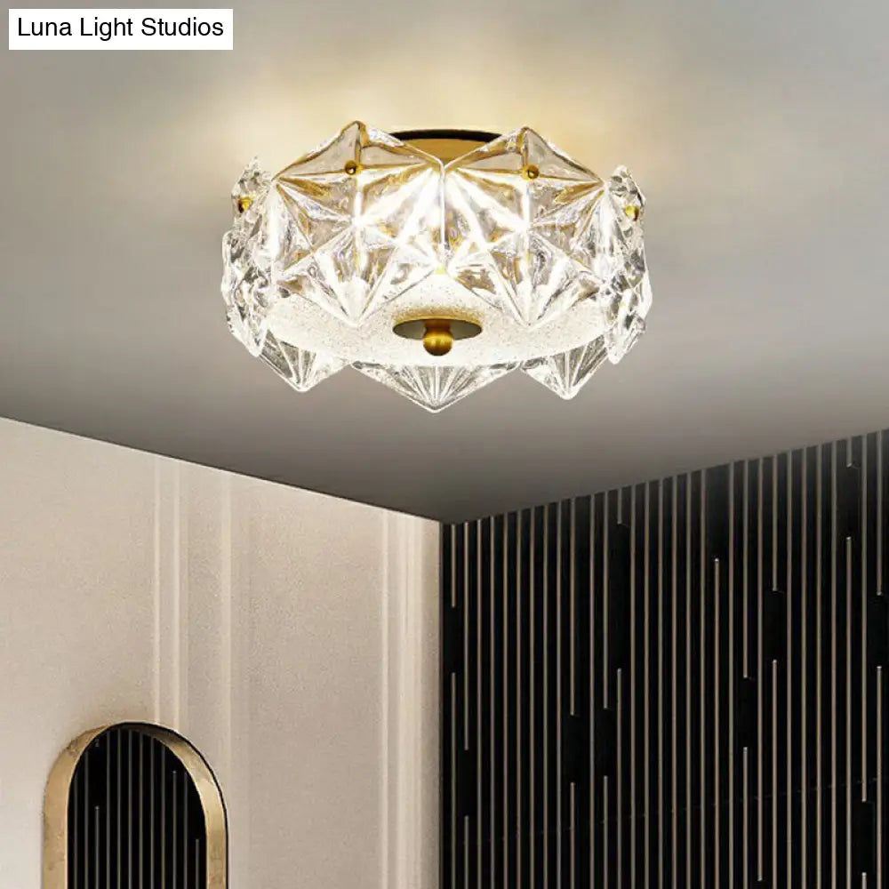 Modern Clear Crystal Led Hexagon Ceiling Light For Living Room