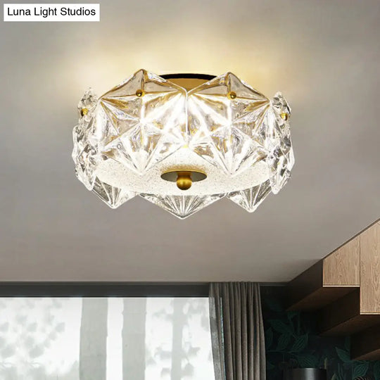 Modern Clear Crystal Led Hexagon Ceiling Light For Living Room