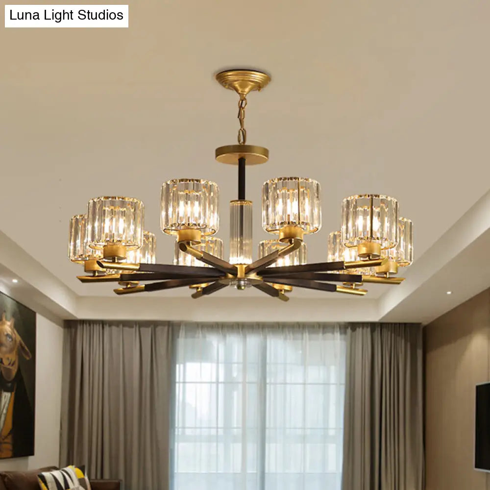 Clear Crystal Pendant Hanging Chandelier With Radial Design - Modern 8/10 Bulbs For Drawing Room