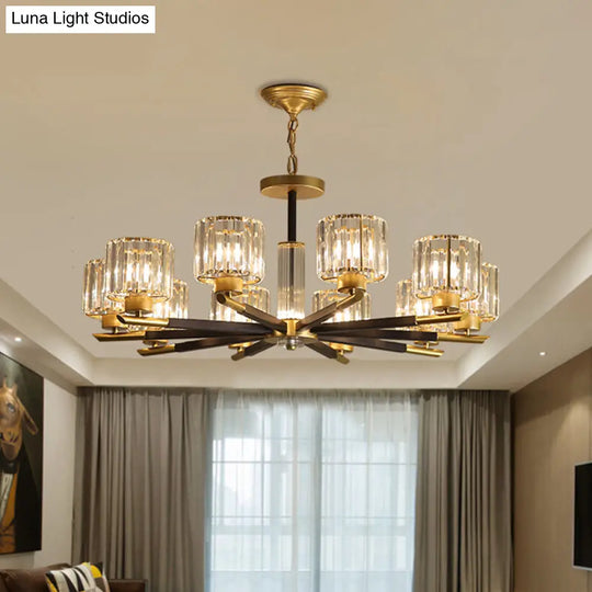 Clear Crystal Pendant Hanging Chandelier With Radial Design - Modern 8/10 Bulbs For Drawing Room