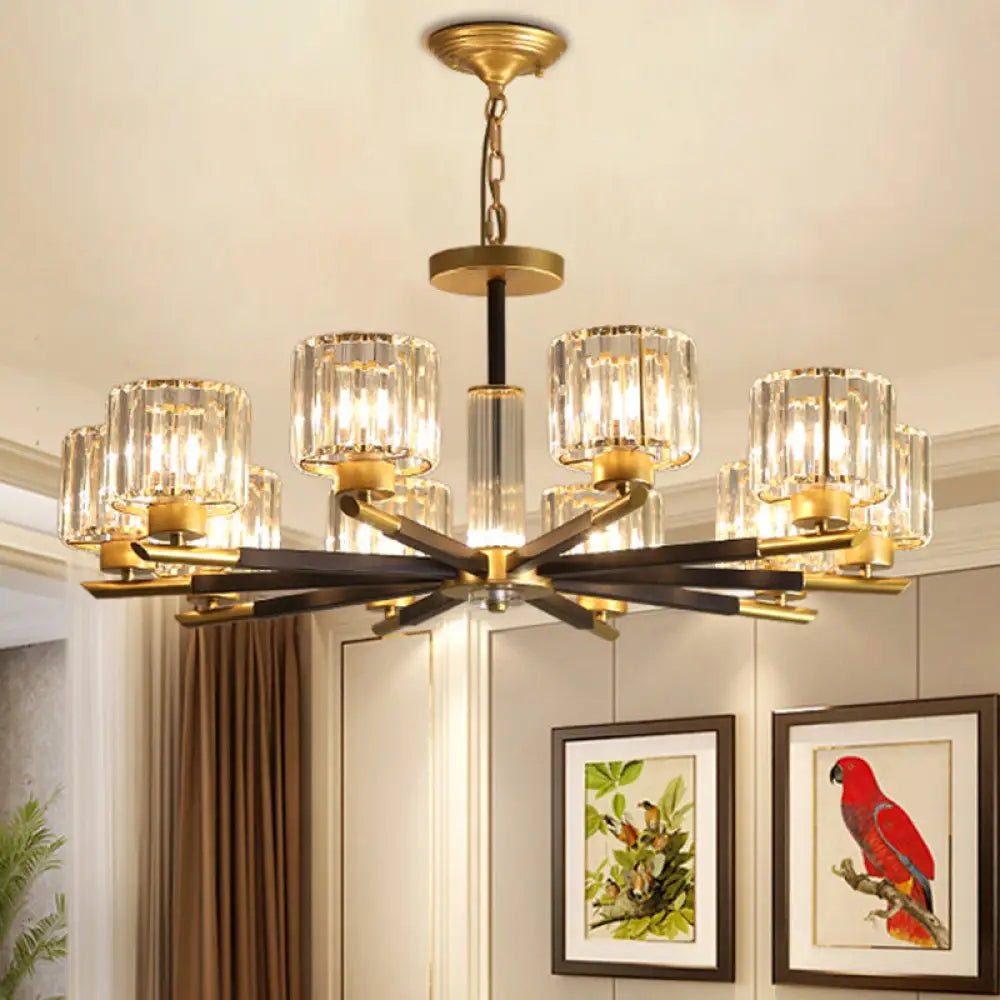 Modern Clear Crystal Pendant Chandelier - 8/10 Bulbs Radial Design 10 /