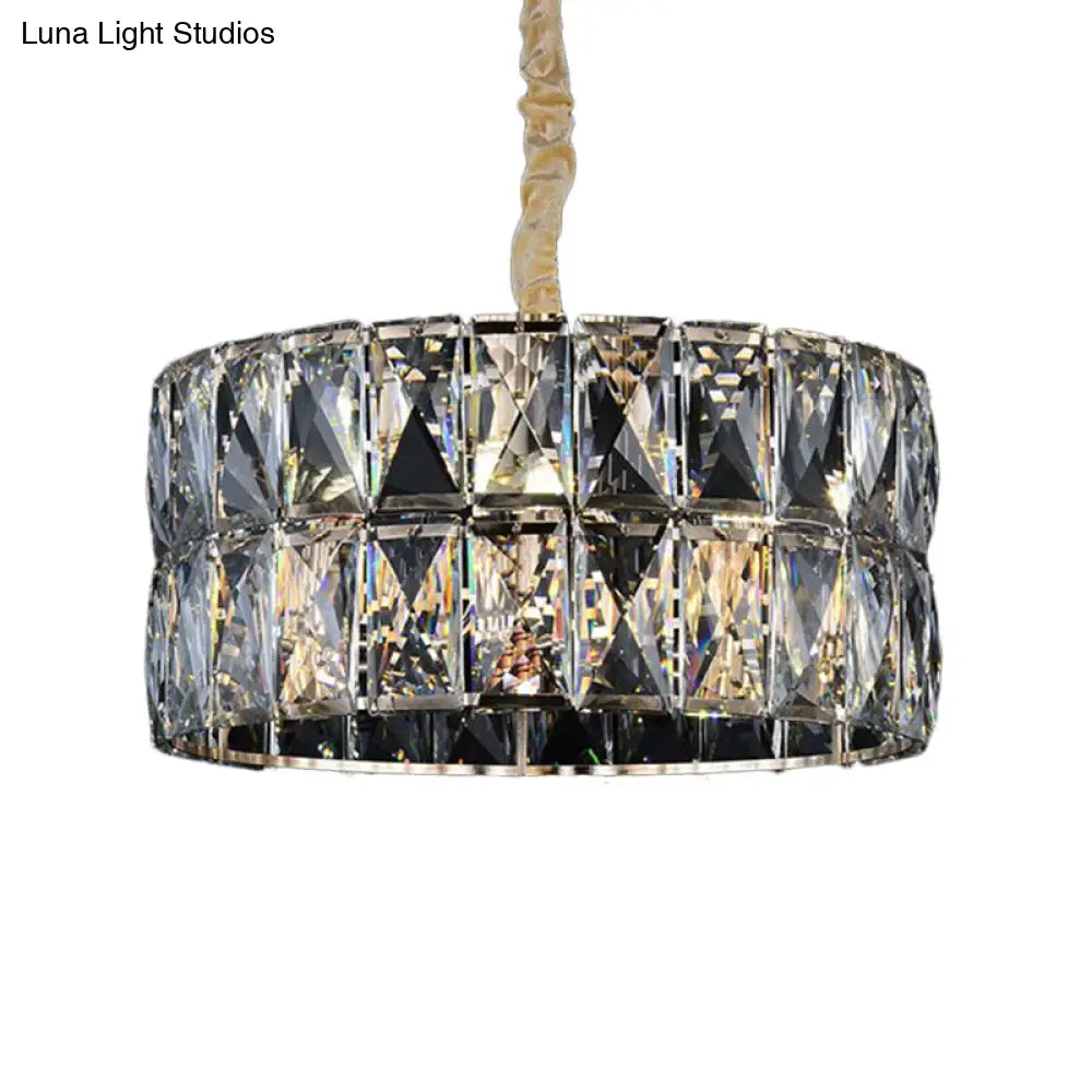 Modern Black Round Crystal Chandelier - Stylish Multi-Light Ceiling Lamp For Living Room