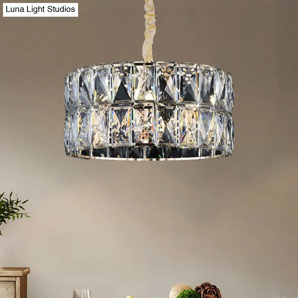 Modern Black Round Crystal Chandelier - Stylish Multi-Light Ceiling Lamp For Living Room