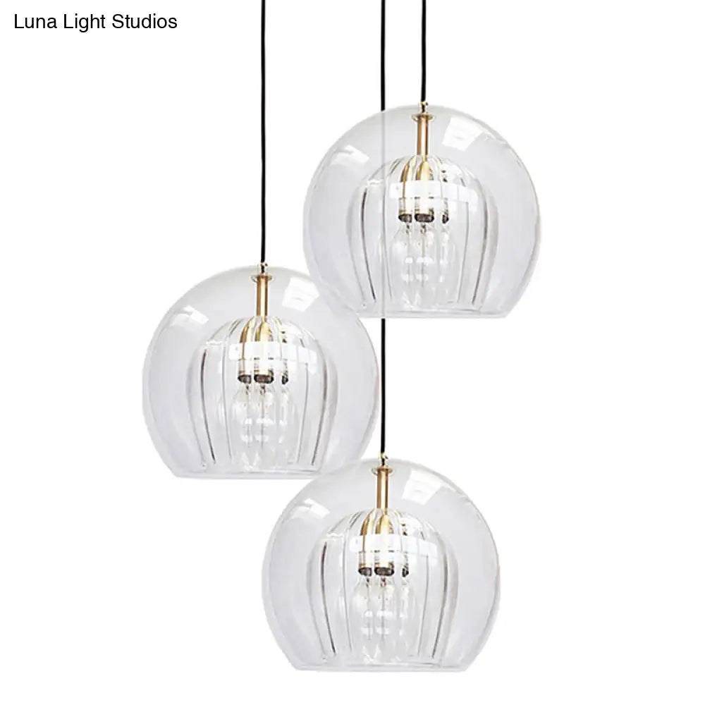 Modern Clear Double Glass Hanging Pendant Lamp For Living Room Lighting