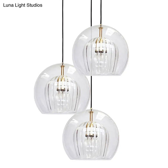 Modern Clear Double Glass Hanging Pendant Lamp For Living Room Lighting