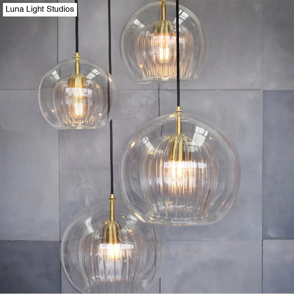 Modern Clear Double Glass Hanging Pendant Lamp For Living Room Lighting