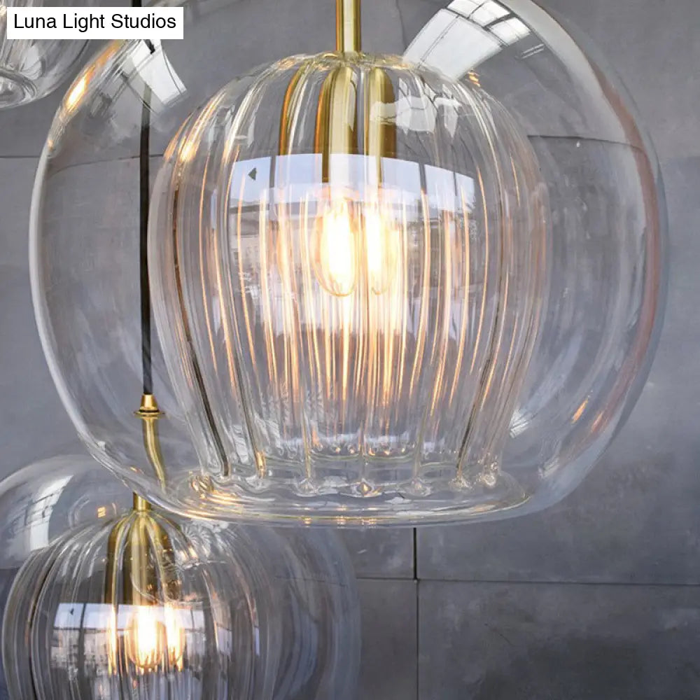 Modern Clear Double Glass Hanging Pendant Lamp For Living Room Lighting