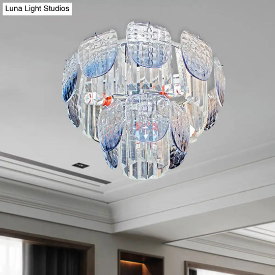 Faceted Crystal Hanging Light Kit - Modern 5/10 Blue Pendant Chandelier