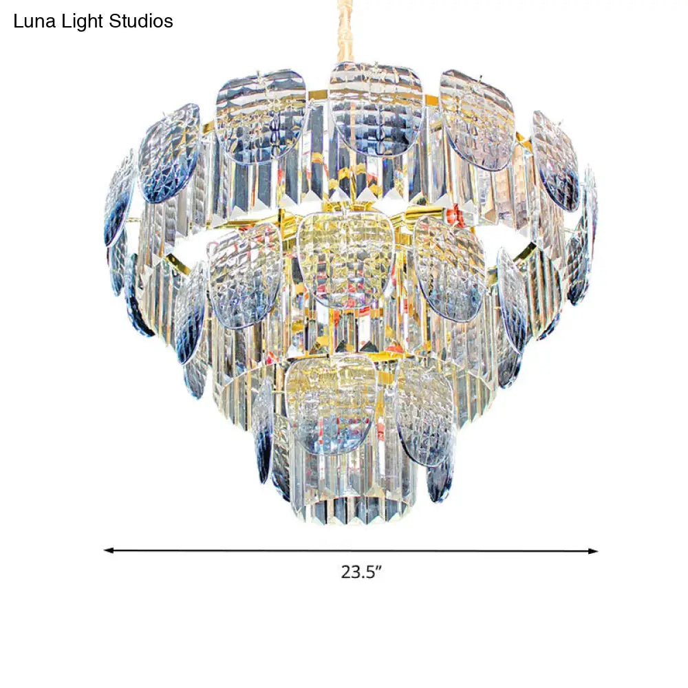 Faceted Crystal Hanging Light Kit - Modern 5/10 Blue Pendant Chandelier