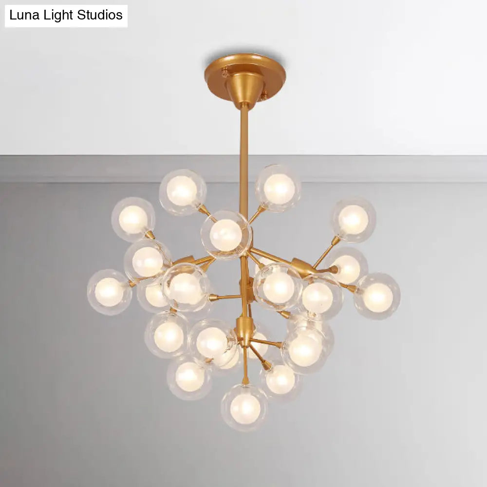 Modern Clear Glass Ball Chandelier Pendant Light - Golden Hanging Lamp For Living Room (25/45