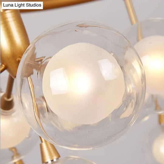 Modern Clear Glass Ball Chandelier Pendant Light - Golden Hanging Lamp For Living Room (25/45