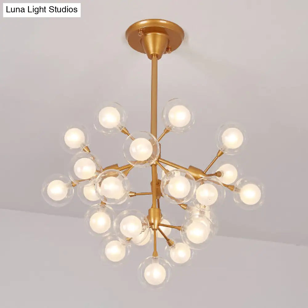 Modern Clear Glass Ball Chandelier Pendant Light - Golden Hanging Lamp For Living Room (25/45