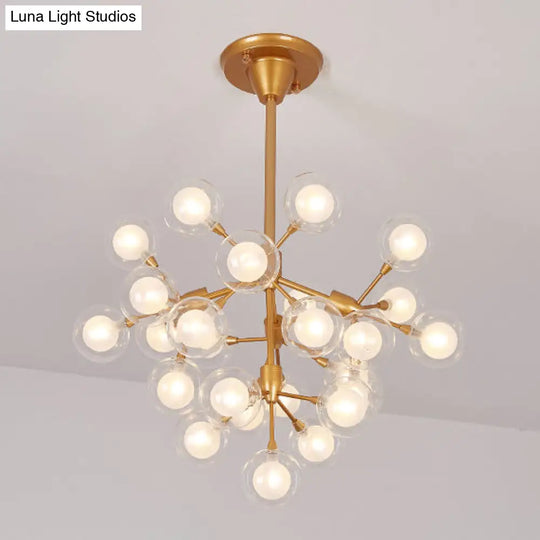 Modern Clear Glass Ball Chandelier Pendant Light - Golden Hanging Lamp For Living Room (25/45