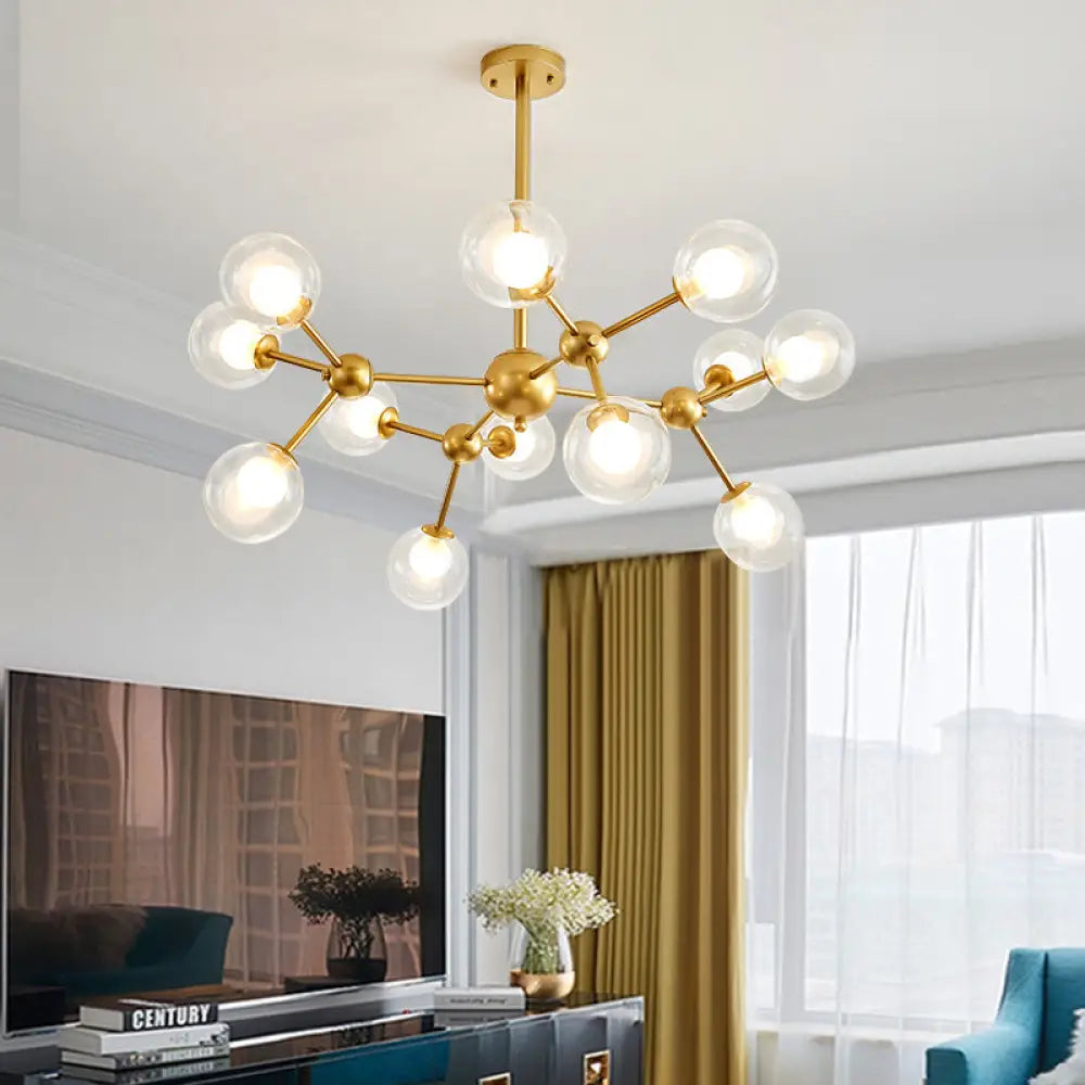 Modern Clear Glass Bubble Chandelier With Starburst Design - 9/12/15 Lights Hanging Light Fixture