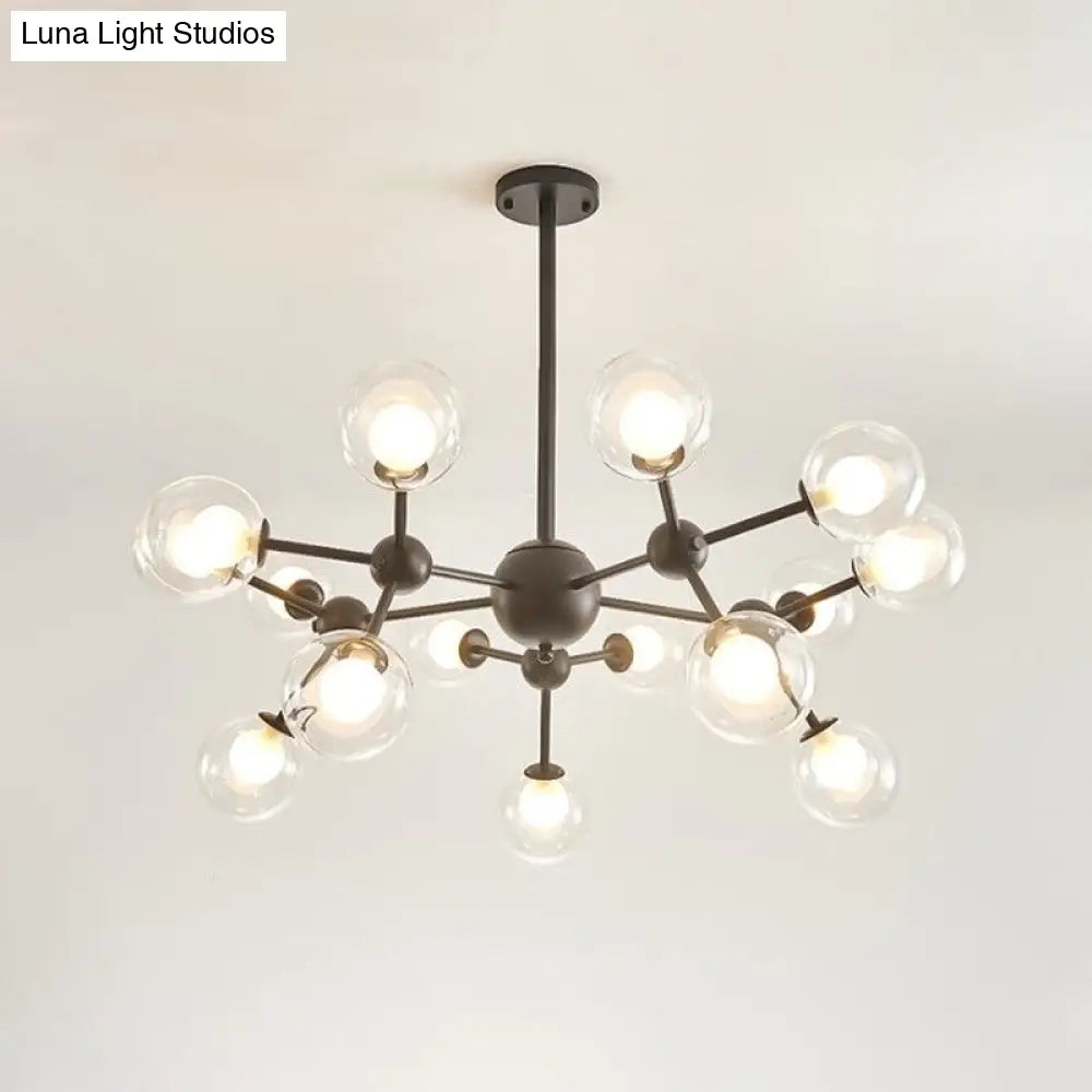 Modern Clear Glass Bubble Chandelier With Starburst Design - 9/12/15 Lights Hanging Light Fixture