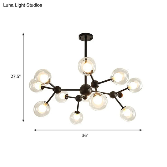 Modern Clear Glass Bubble Chandelier With Starburst Design - 9/12/15 Lights Hanging Light Fixture