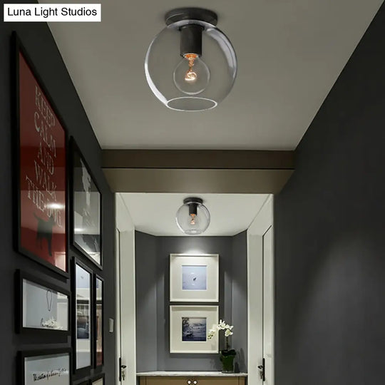 Modern Clear Glass Flush Mount Ceiling Light Fixture For Living Room In 3 Finishes Black