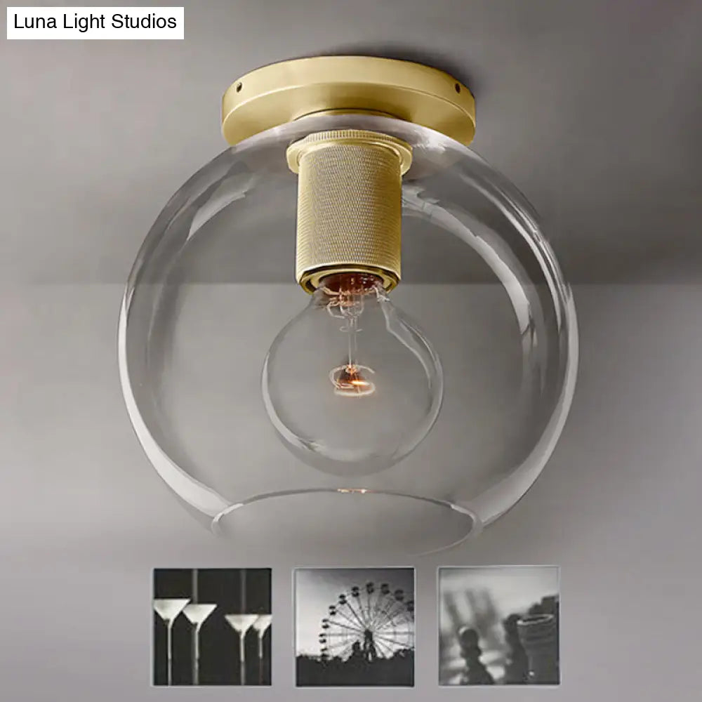 Modern Clear Glass Flush Mount Ceiling Light Fixture For Living Room In 3 Finishes