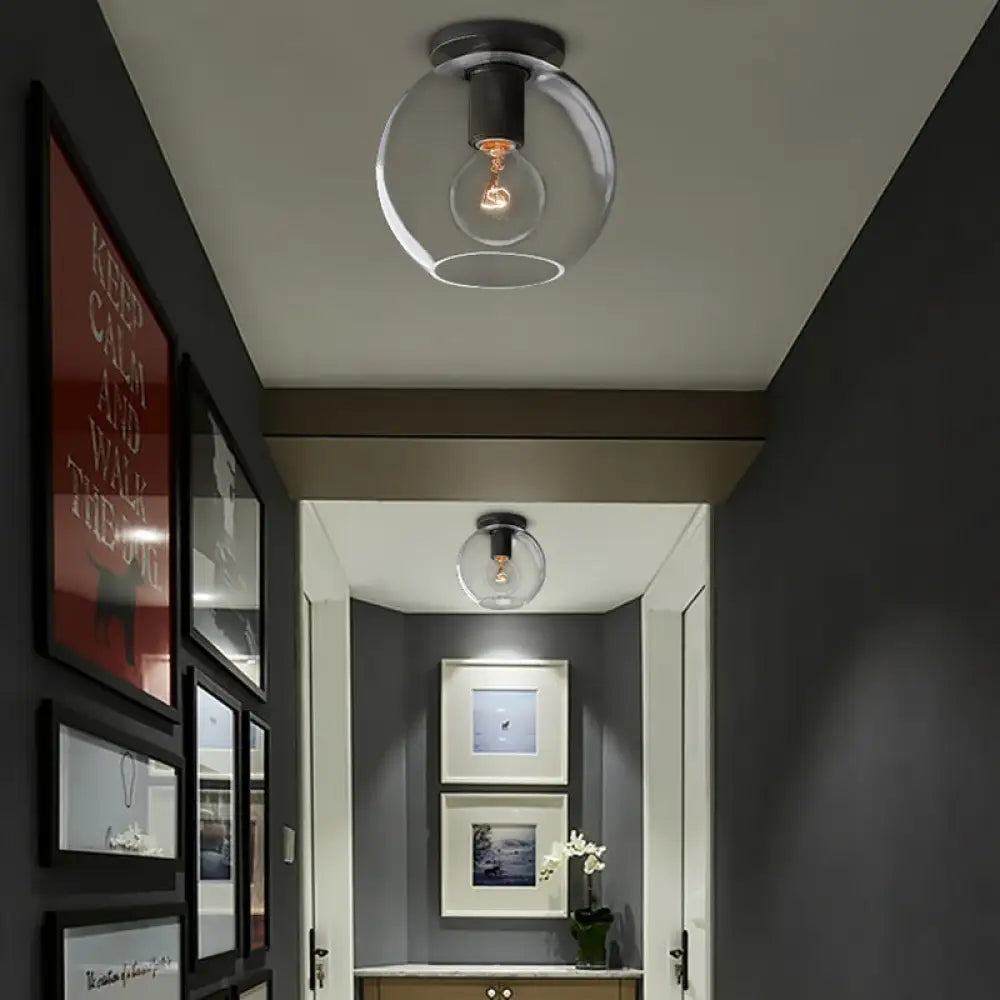 Modern Clear Glass Flush Mount Ceiling Light Fixture For Living Room In 3 Finishes Black