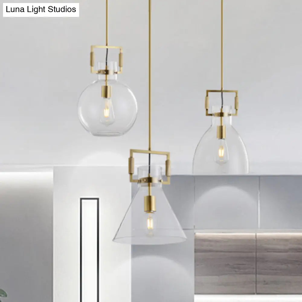 Modern Clear Glass Hanging Light - Sleek Suspension Lamp For Dining Room