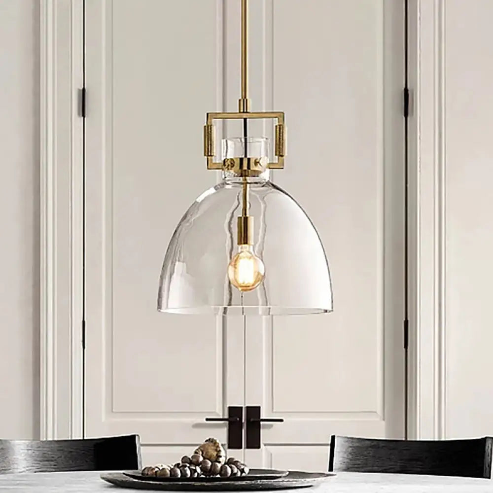 Modern Clear Glass Hanging Light - Sleek Suspension Lamp For Dining Room / Dome