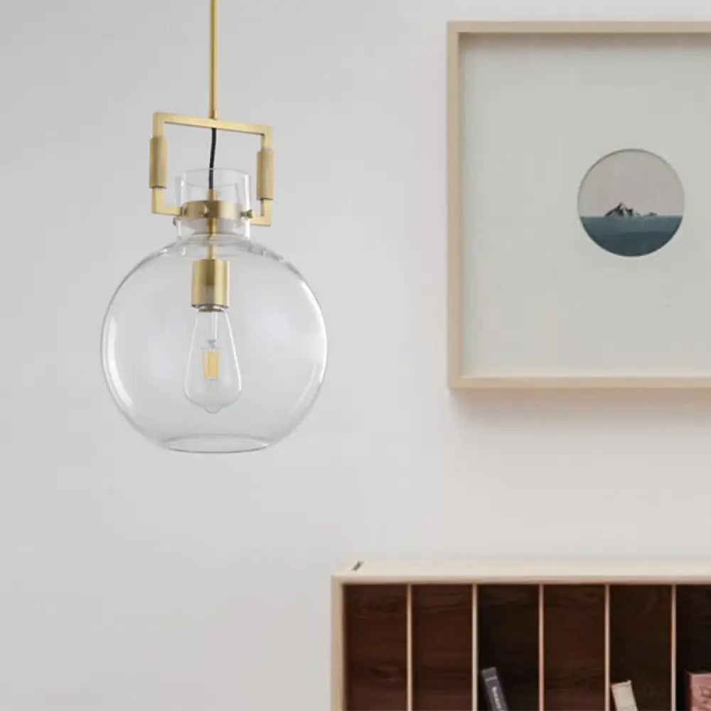 Modern Clear Glass Hanging Light - Sleek Suspension Lamp For Dining Room / Globe