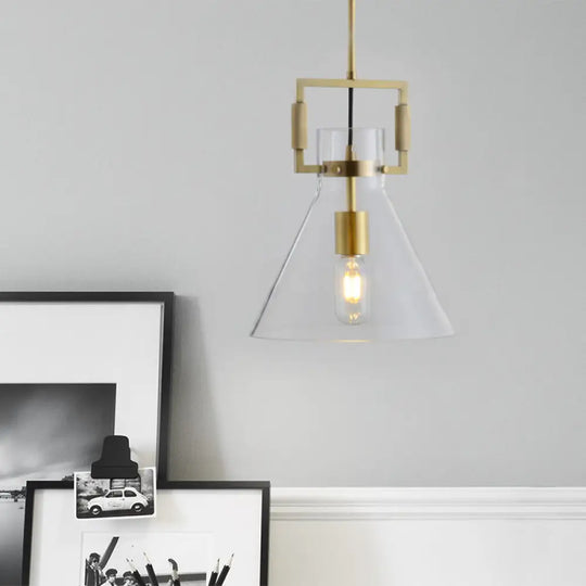 Modern Clear Glass Hanging Light - Sleek Suspension Lamp For Dining Room / Triangle