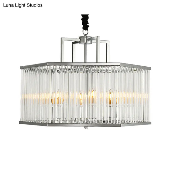 Contemporary 6-Light Chandelier Pendant With Clear Glass Shade & Chrome Finish