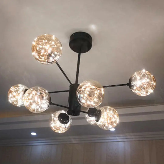 Modern Clear Glass Led Chandelier Pendant Light For Living Room 8 / Amber