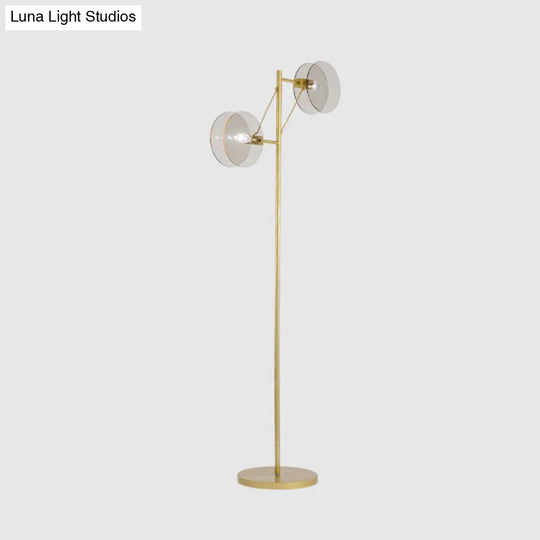 Modern Clear Glass Led Floor Reading Lamp With Gold Stand For Living Room