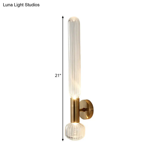 Modern Clear Glass Led Nordic Wall Light In Gold For Bedroom