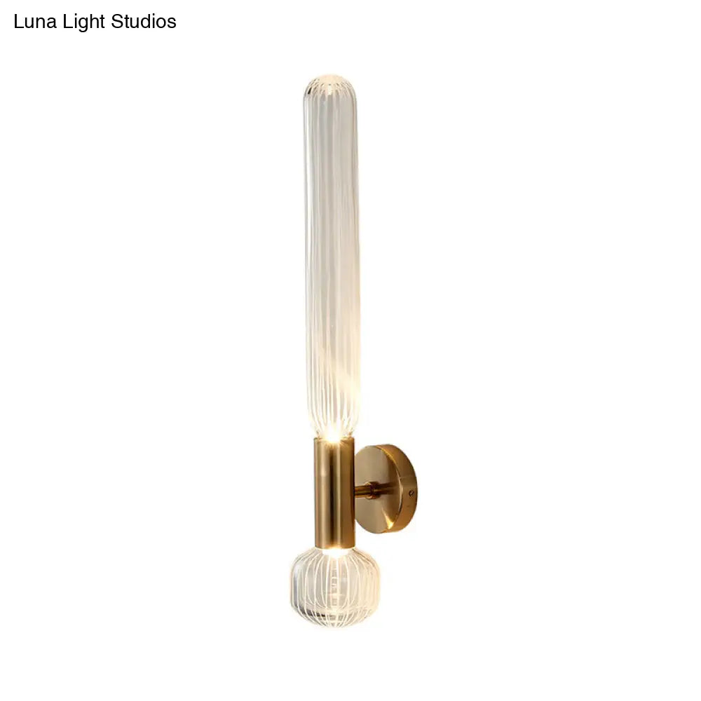 Modern Clear Glass Led Nordic Wall Light In Gold For Bedroom