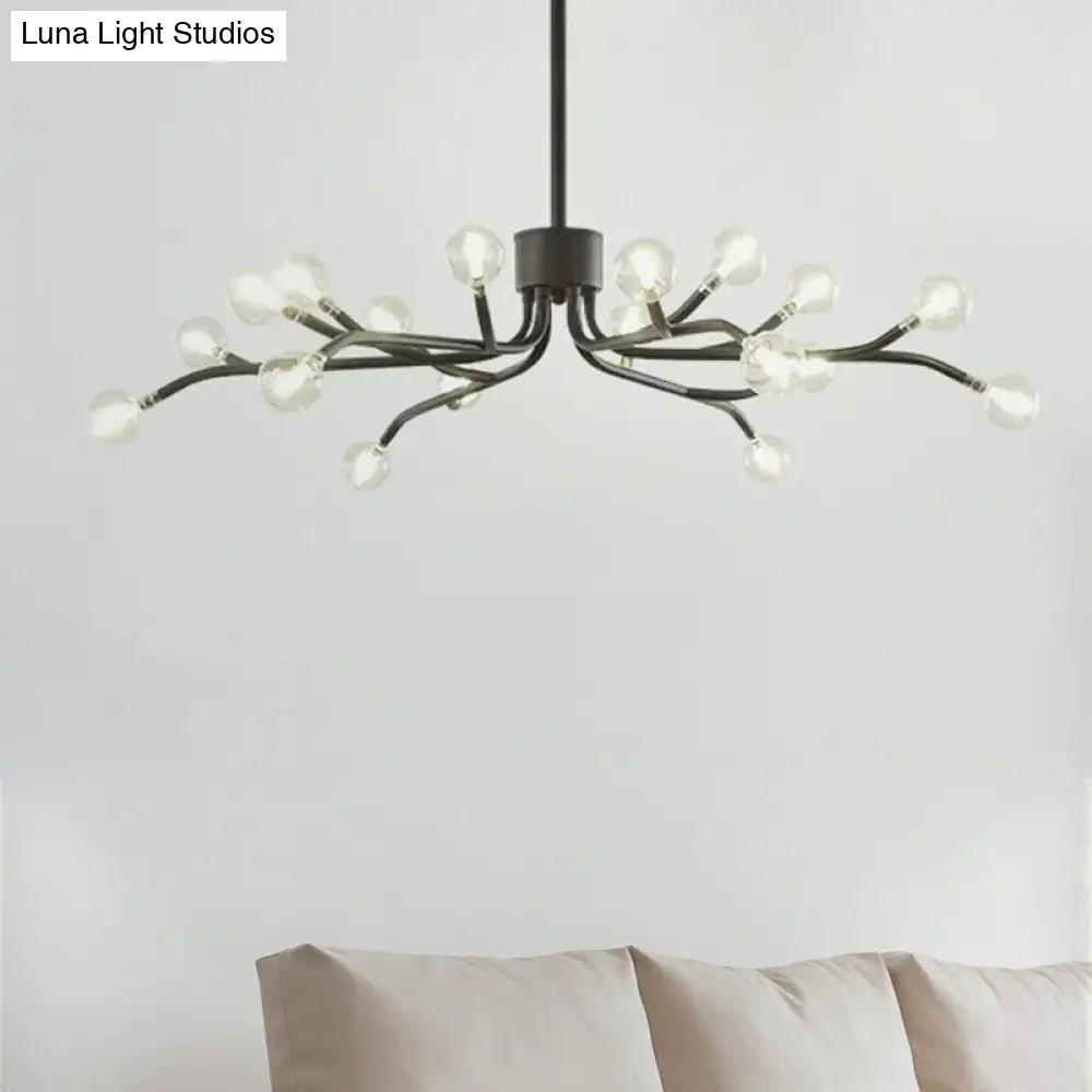 Molecular Led Chandelier Pendant: Modernist Clear Glass With 18 Lights & Black Ceiling Fixture