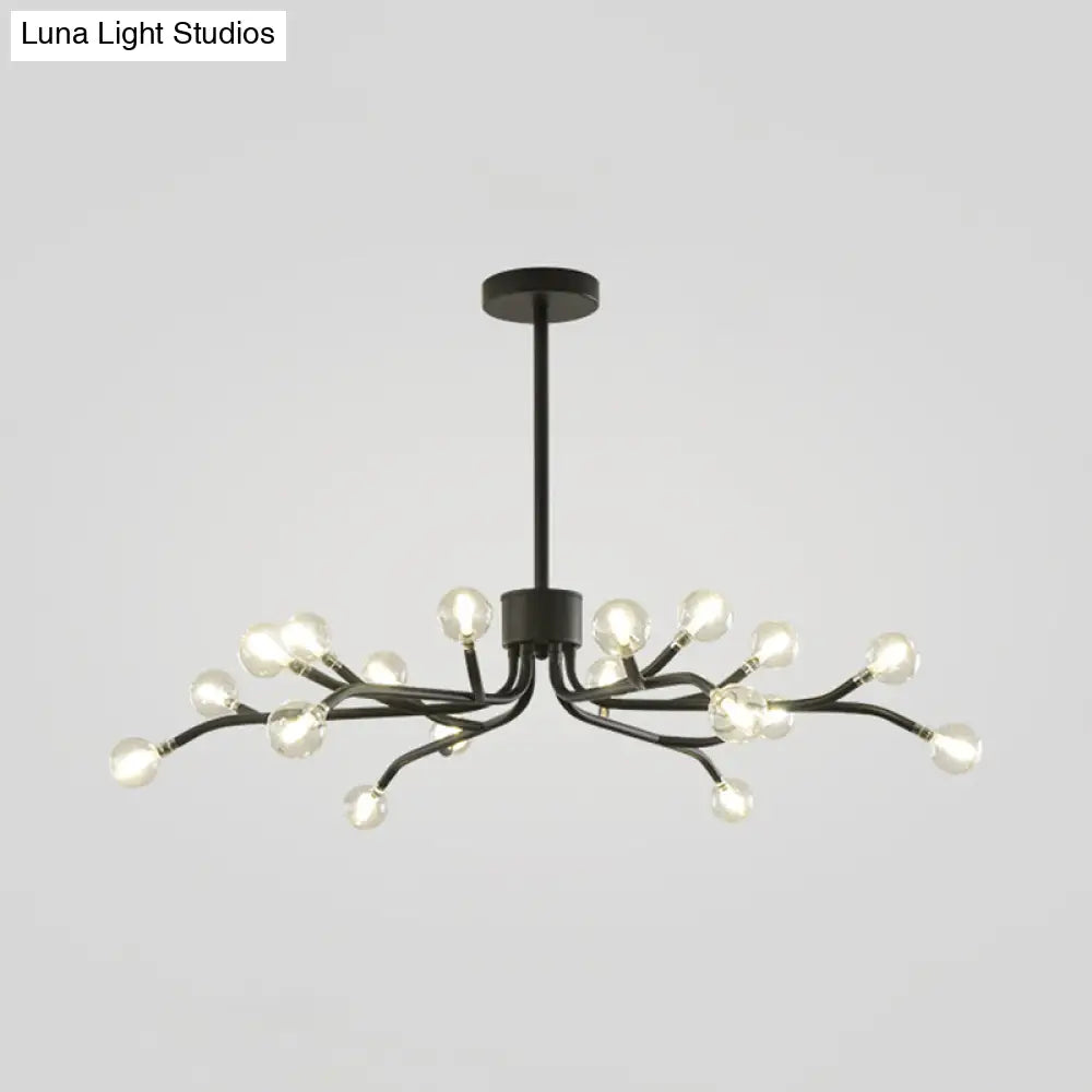 Modern Clear Glass Molecular Led Chandelier - 18 Lights Black Ceiling Lamp