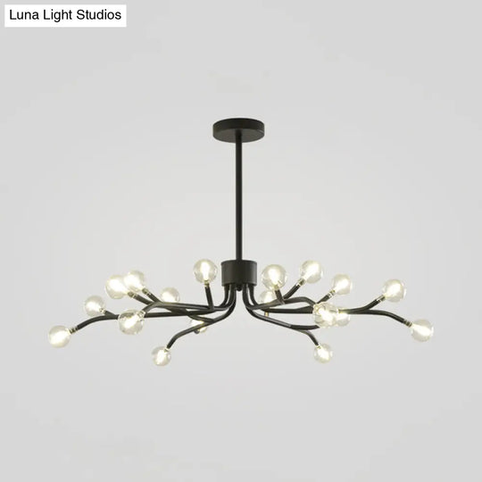 Modern Clear Glass Molecular Led Chandelier - 18 Lights Black Ceiling Lamp