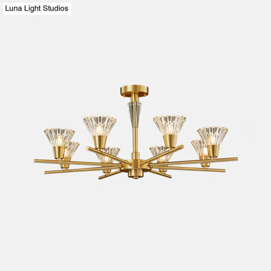 Modern Brass Pendant Light Fixture With Clear Glass 6/8/12 Heads - Living Room Chandelier