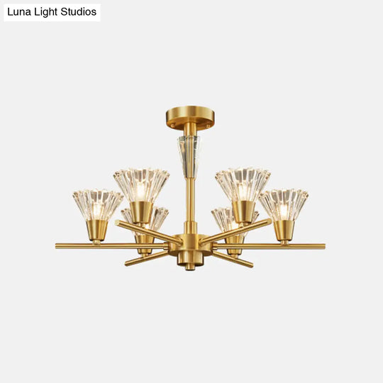 Modern Brass Pendant Light Fixture With Clear Glass 6/8/12 Heads - Living Room Chandelier 6 /