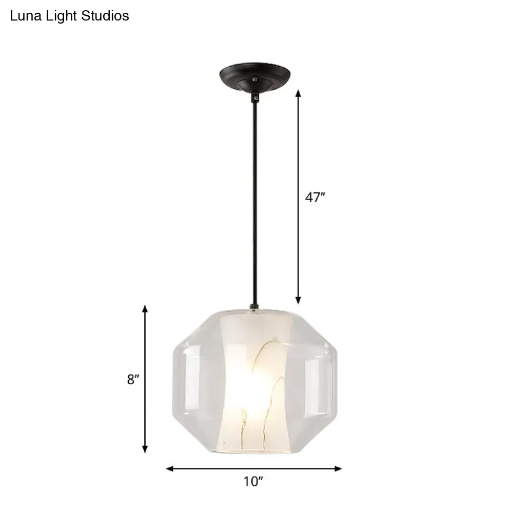 Modern Black Cylinder Pendant With 1-Light Clear Glass - 8/10 Wide