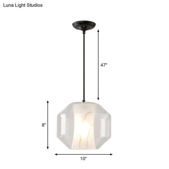 Modern Black Cylinder Pendant With 1-Light Clear Glass - 8/10 Wide