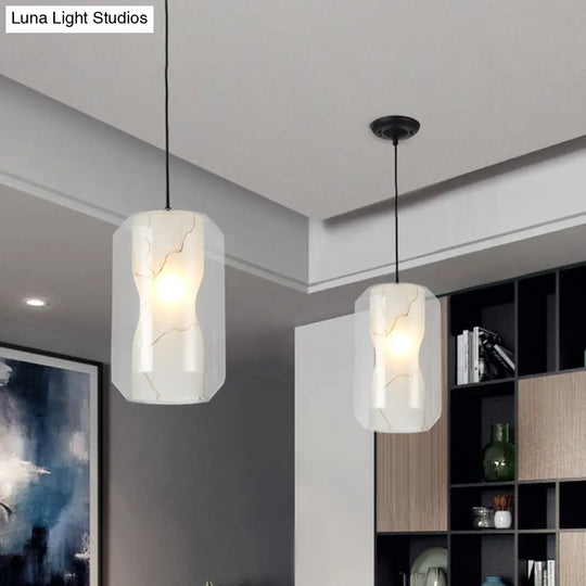 Modern Clear Glass Pendant Light-Black 1-Light 8’/10’ Wide Cylinder/Drum